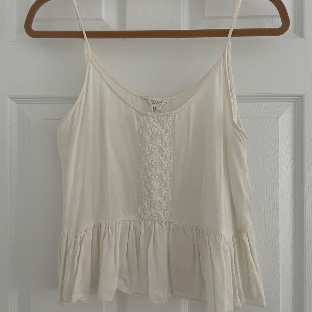 Forever 21 Ivory Lace Detail Cami